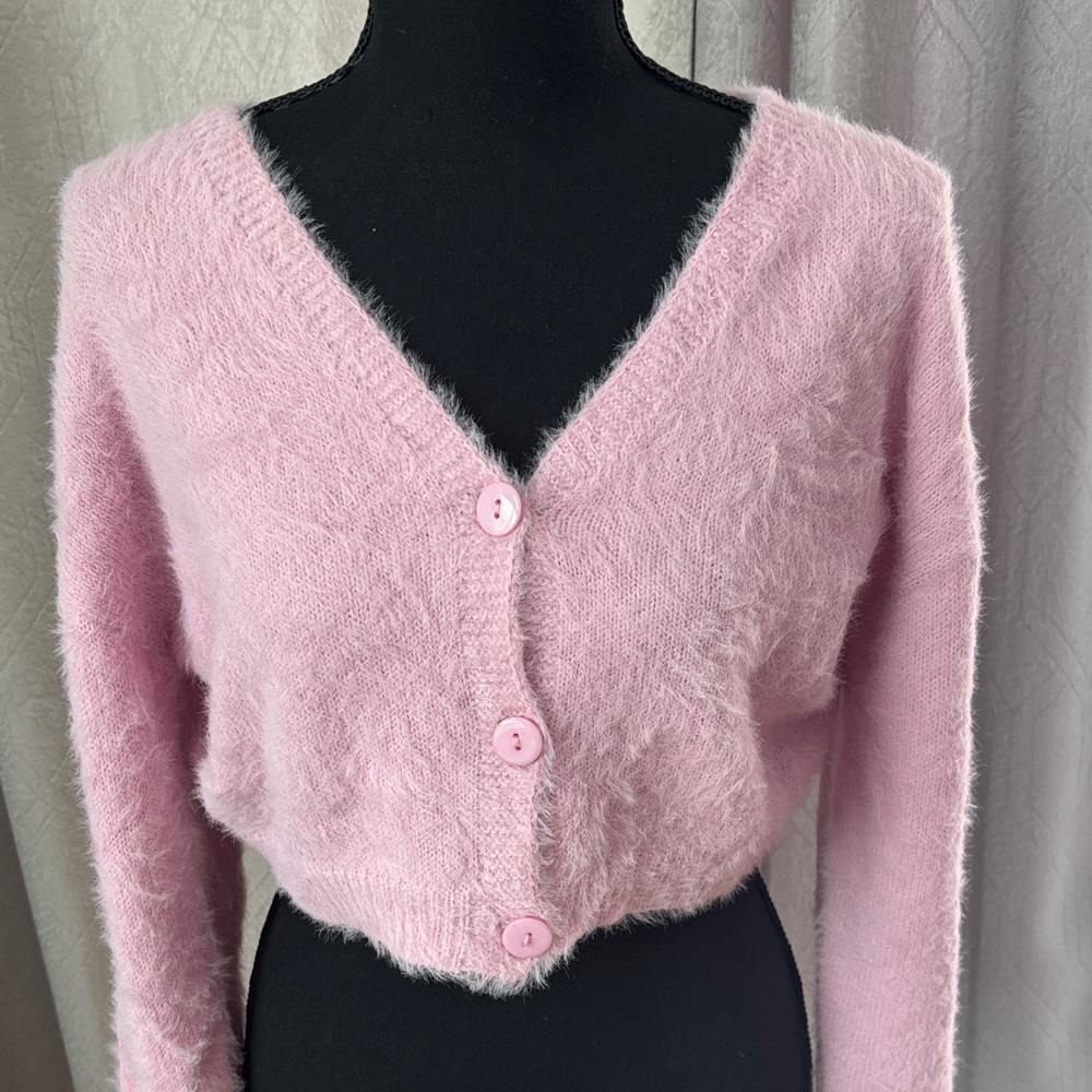 PrettyLittleThing Soft Pink Cardigan Sweater size large - Picture 2 of 6
